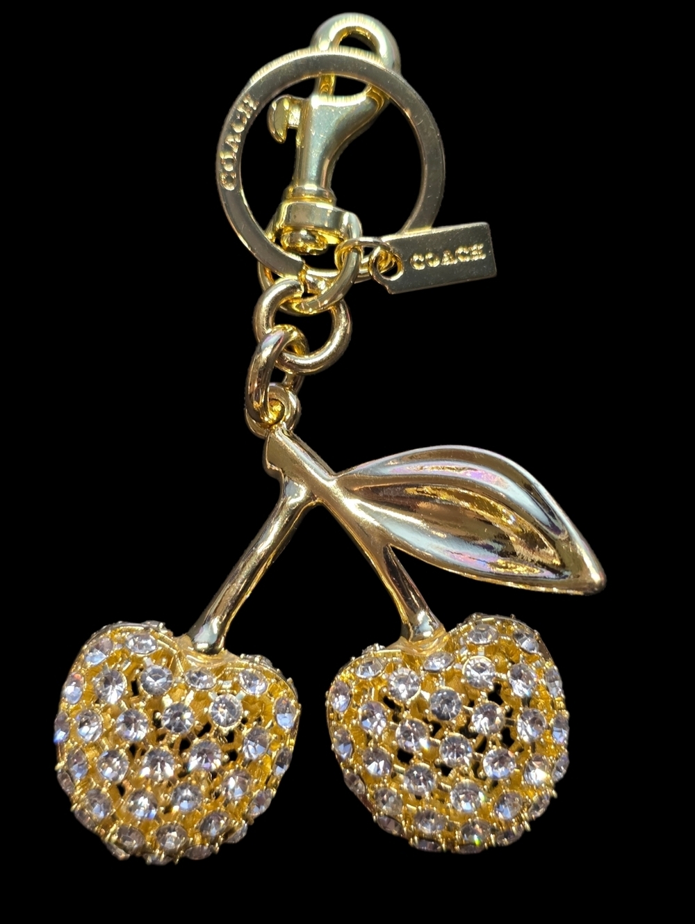 Letter "C" Gold Embellished Cherry Keychain | Keyfob | Bag Charm